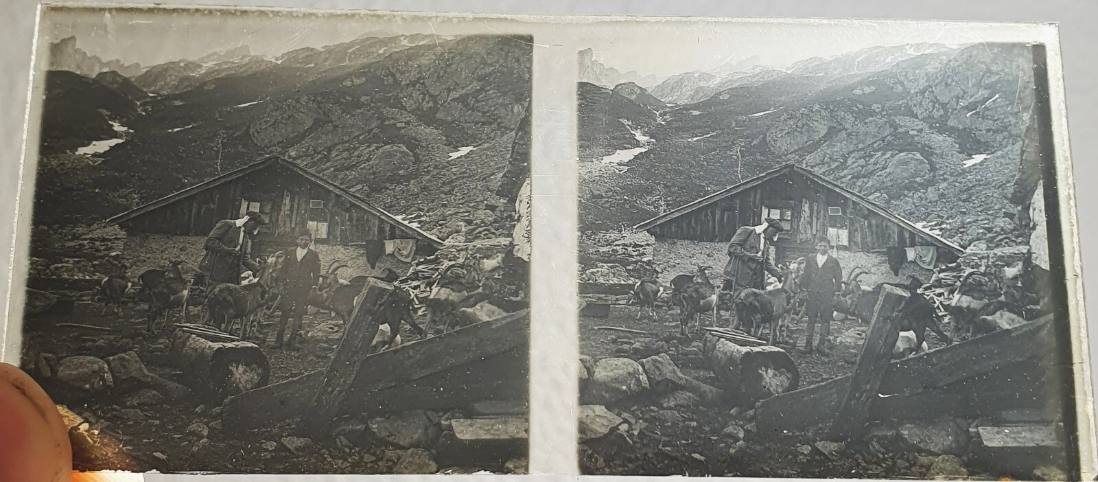 Photo Glass Plaque Early 1900s Mountaineering – 12.5 X 6Cm