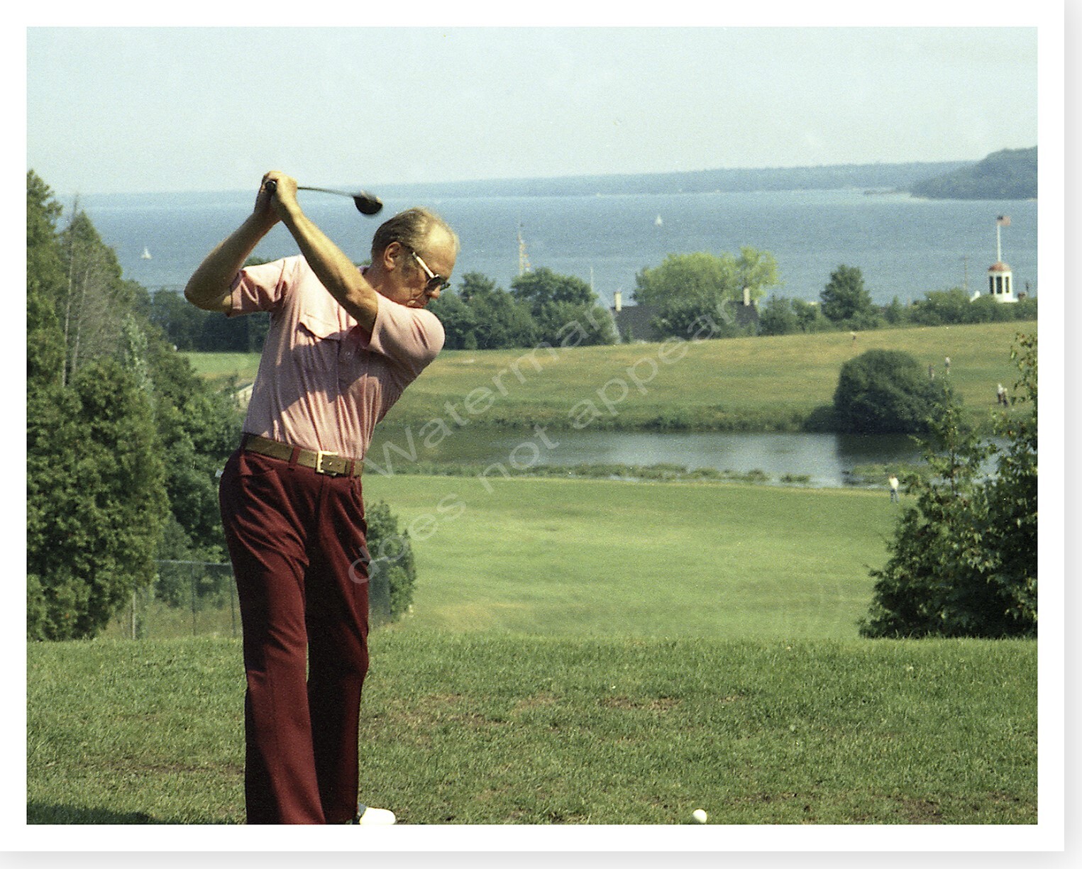 President Gerald Ford 1975 Golfing Mackinac Island Michigan Silver Halide Photo