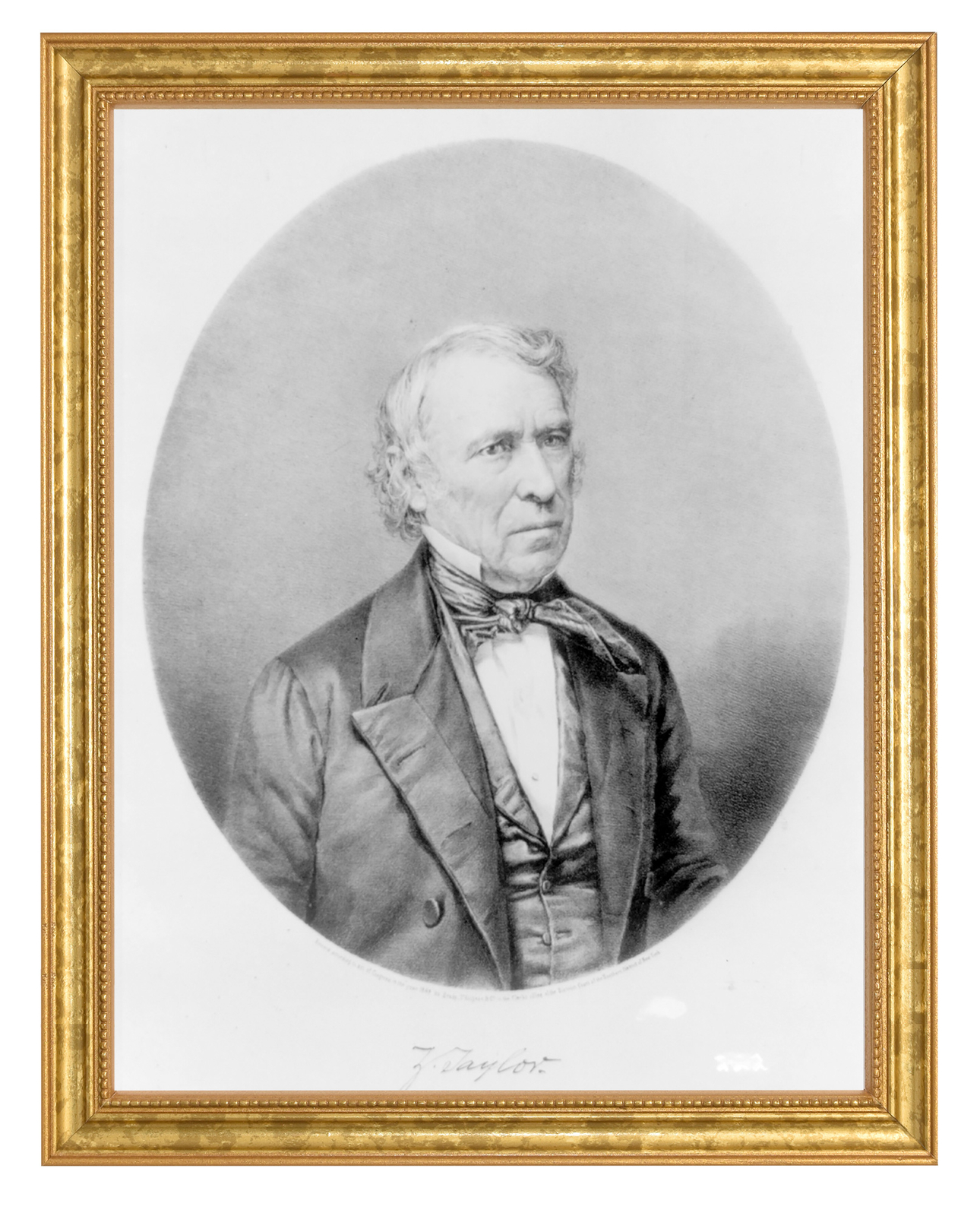 Zachary Taylor Photograph in a Aged Gold Frame