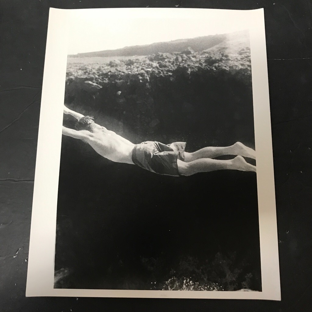 Art Photograph Silver Gelatin Print Janine Gordon Signed B/W Jump Stunt Hawaii