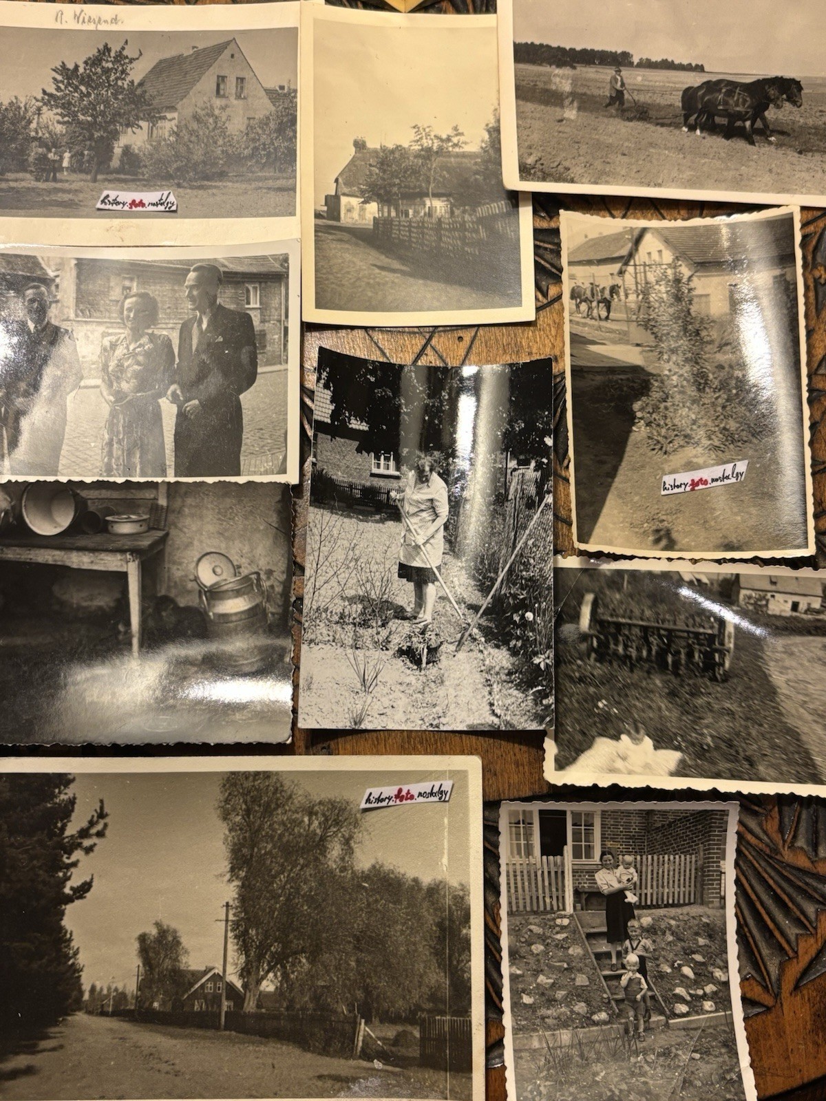 🏞️Bundle 10 Photos ~40-60s Farmers Village Field Women Couples Horses Plug SW~9×13
