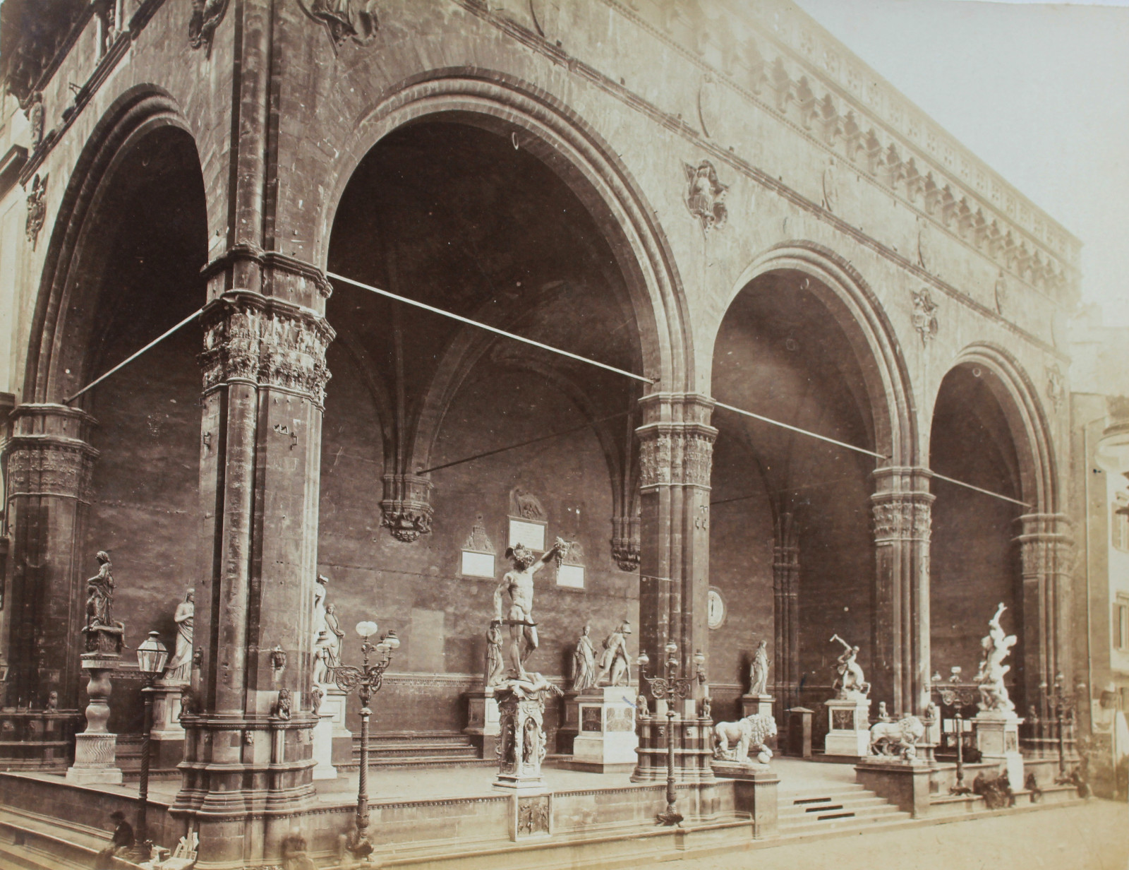 ITALY Florence Firenze, Loggia Dei Lanzi, C1870 Vintage Album, 19×25 Cm