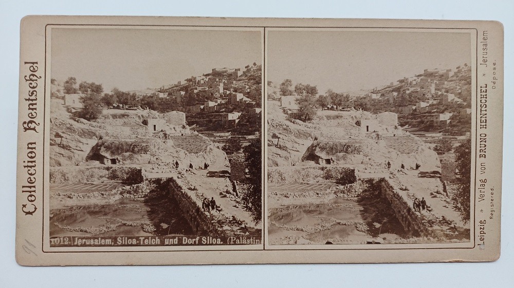 S623/ Stereo Photo Jerusalem Village Siloa Palestine Collection Hentschel c.1908