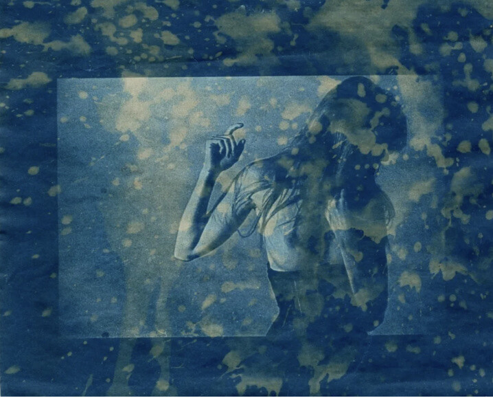 OOAK A4 CYANOTYPE Printmaking Alt Photography TONER TEST Nude Razor Wire Vintage