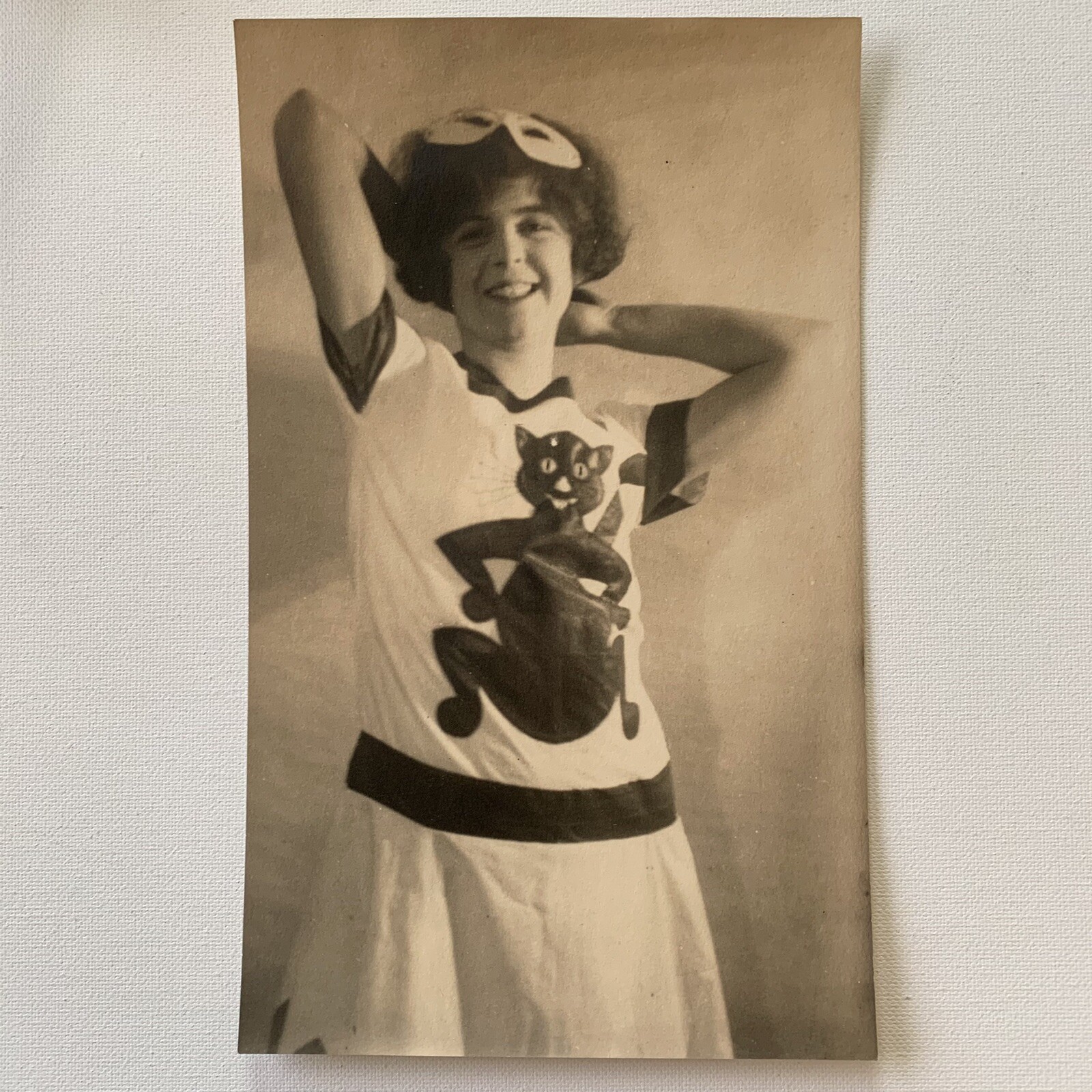 Vintage Fine Art Deco Gelatin Silver Beautiful Young Woman Cat Shirt HR Cremer