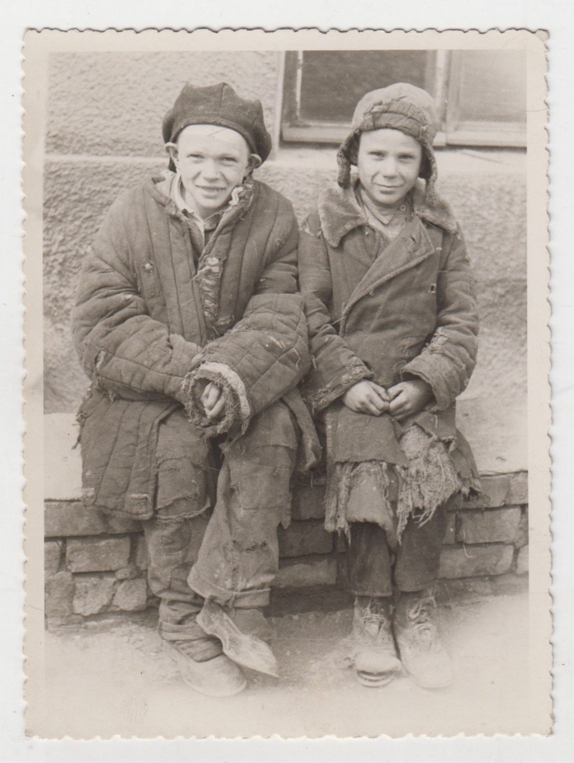 Photograph: 2 Street Children in Konstantinovka, Ukraine, Donbass, 1940s