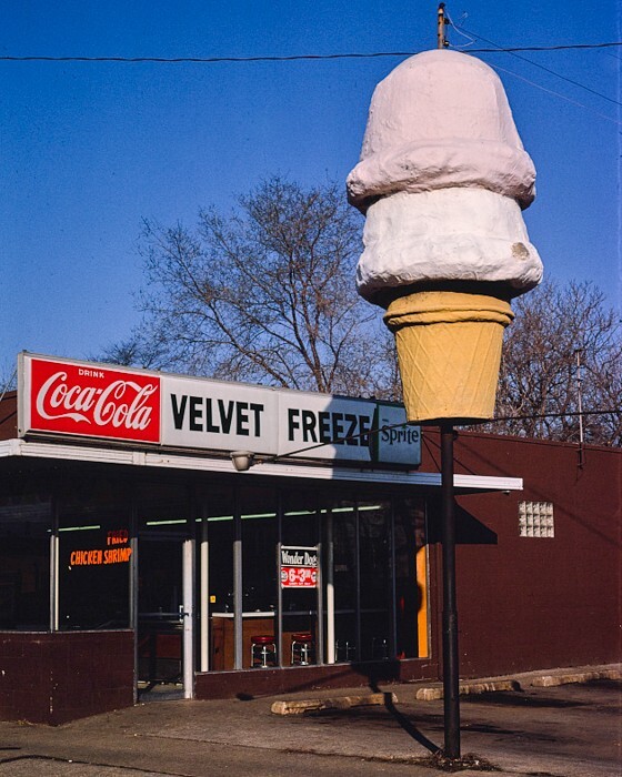 8×10 Vintage photo of Velvet Freeze ice cream sign, Peoria, Illinois.