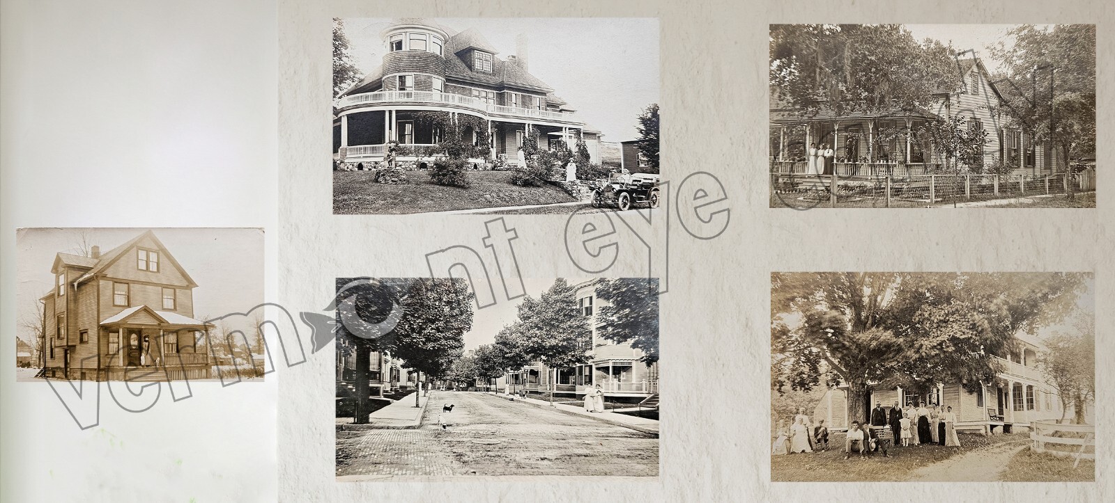 Antique Photos Set – 5 of People Old Houses 19th C Architecture DIGITAL DOWNLOAD