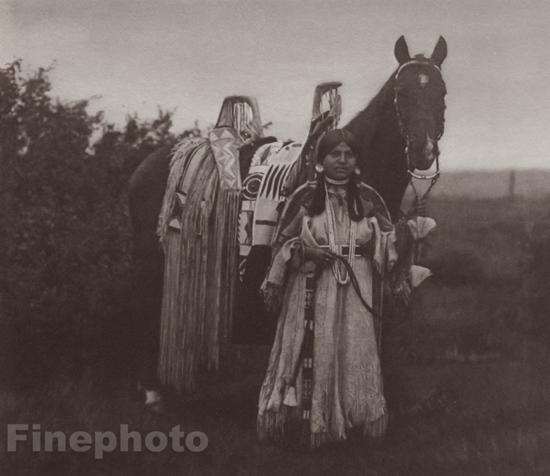 1900/72 EDWARD CURTIS Photo Gravure NATIVE AMERICAN INDIAN Cayuse Woman Horse
