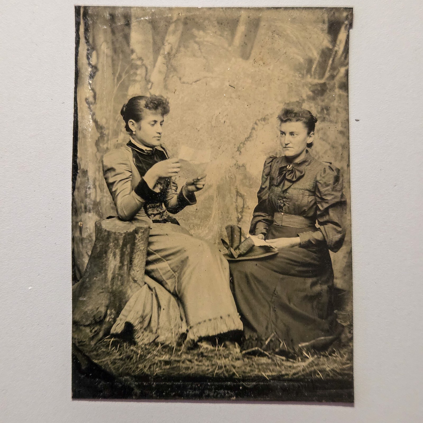 Antique Tintype Photograph Two Victorian Women Portrait c. 1890s Original