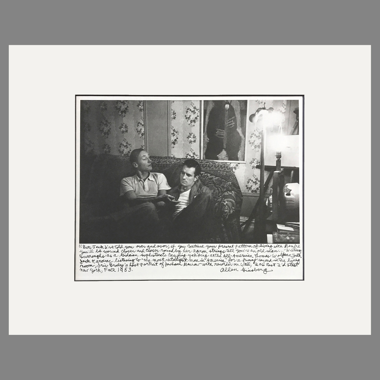 William Burroughs & Jack Kerouac, NYC, 1953 – Allen Ginsberg Photograph