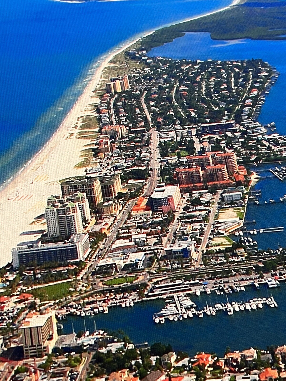 Clearwater Beach, Florida Aerial Color Photography On Canvas Large 32” X 52”