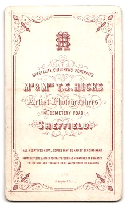 Photograph T. S. Hicks, Sheffield, Cemetery Road 141, Portrait Lady in White K