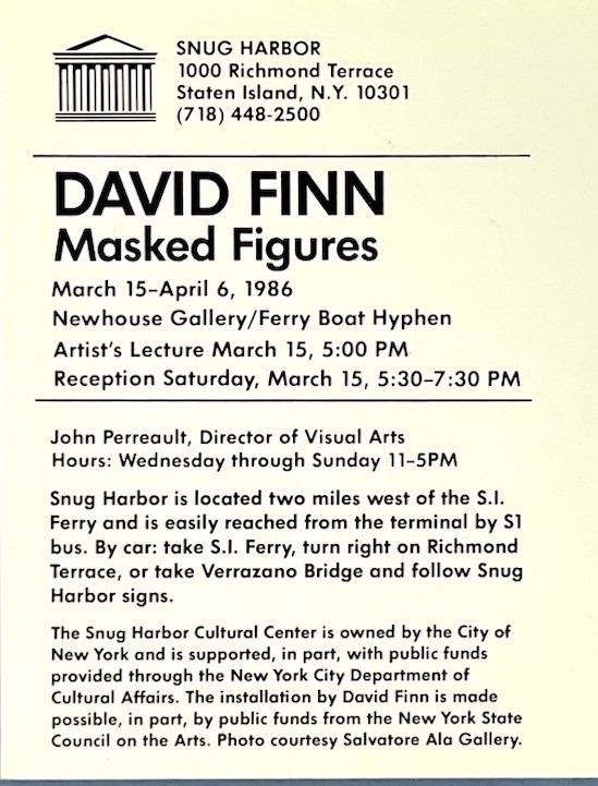 David Finn (b. 1952) Art Show Announcement Card 1986 – Masked Figures