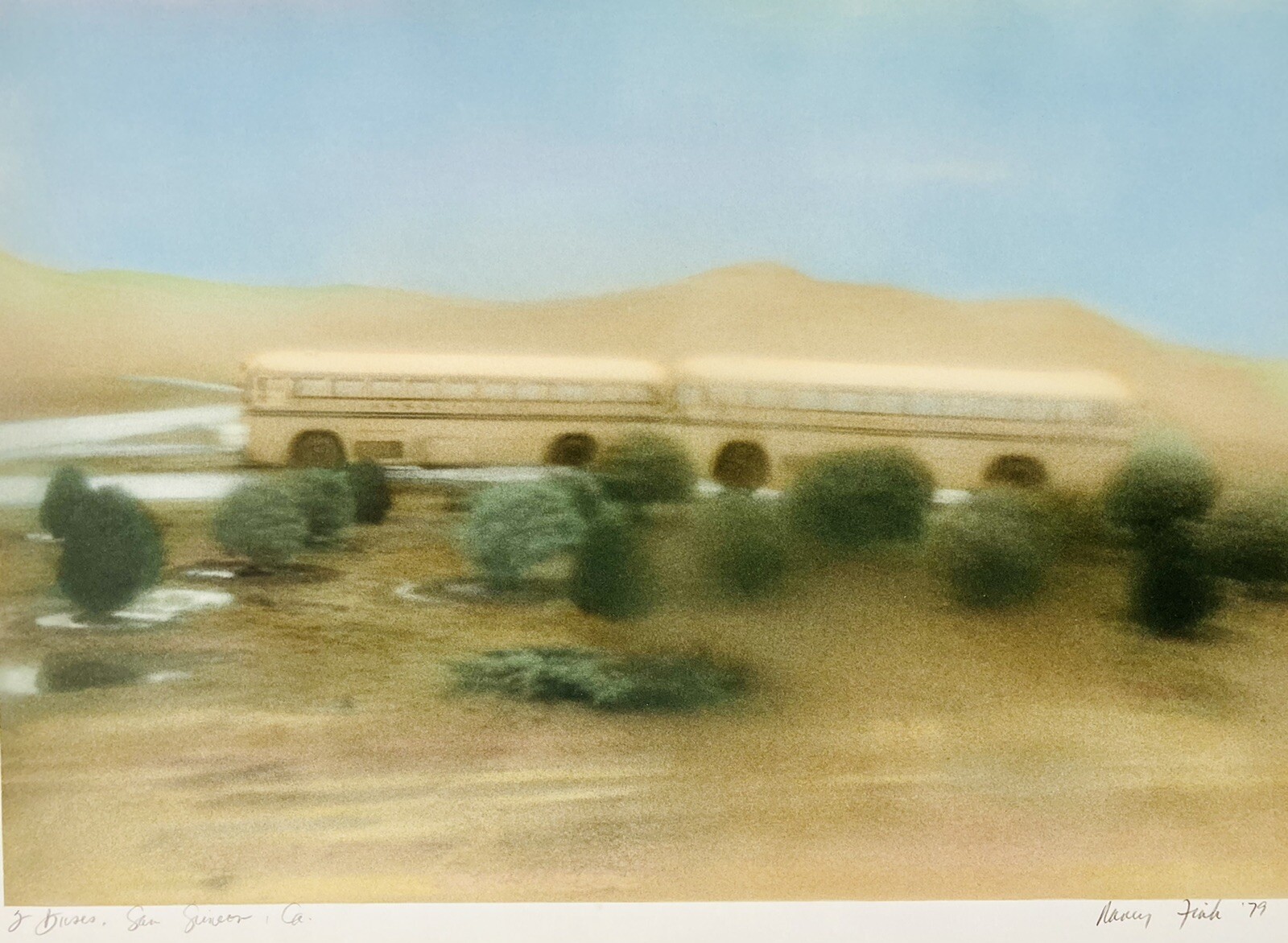 1979 Nancy Fink School Bus Chromogenic Print Vintage California Desert Landscape