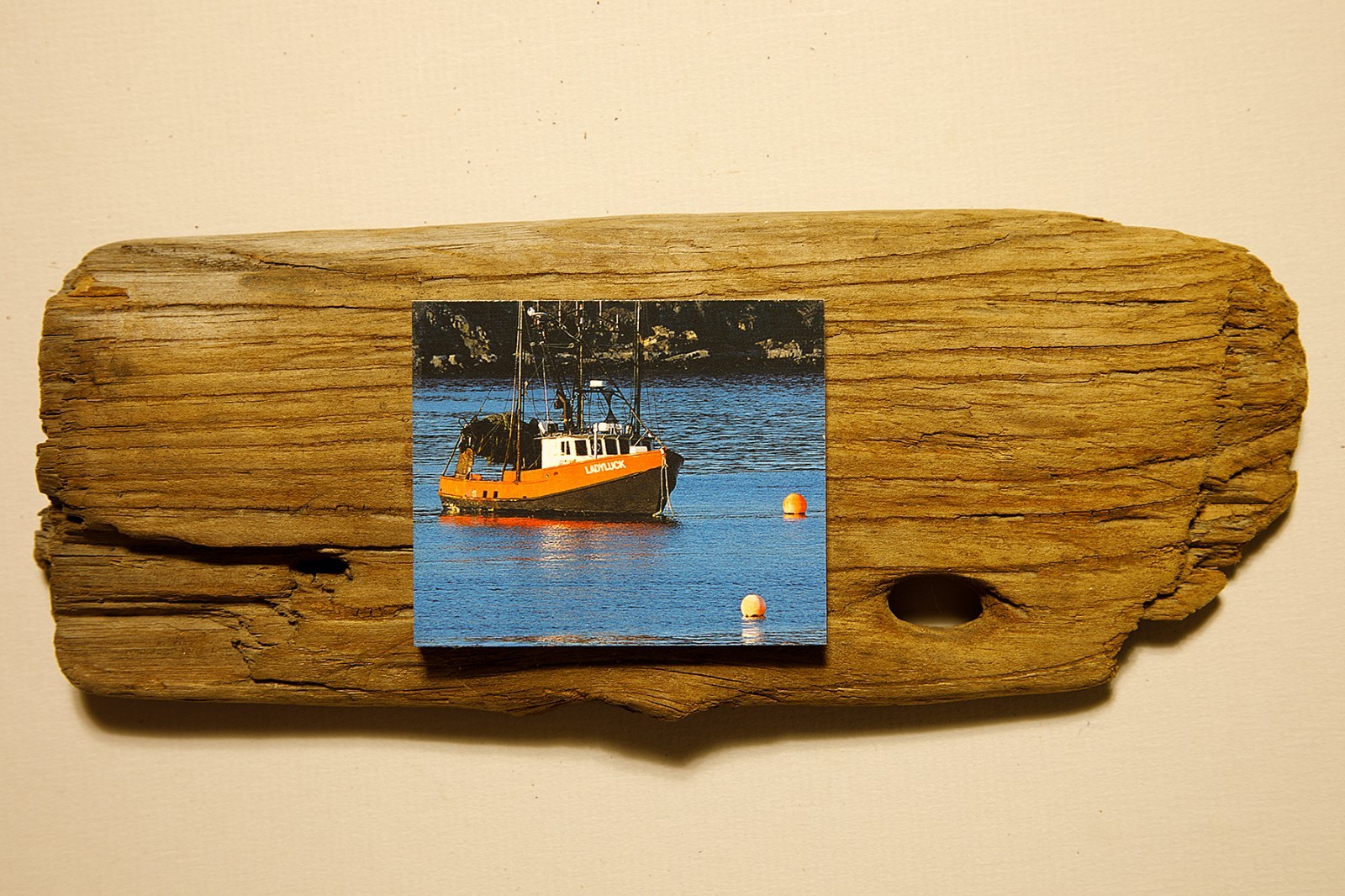 Driftwood Mounted Seascape – Bar Harbor, Maine Trawler