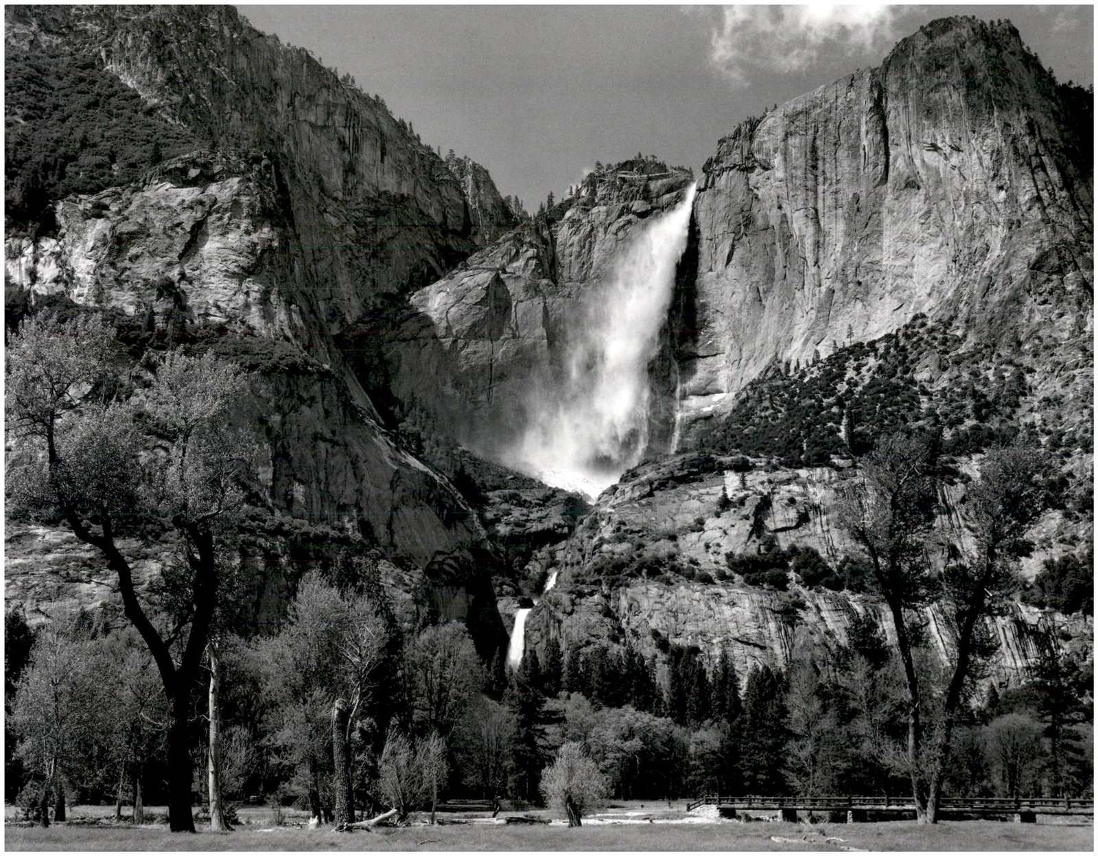 1953 1990s Ansel Adams Yosemite Falls & Meadow Large Art Photo