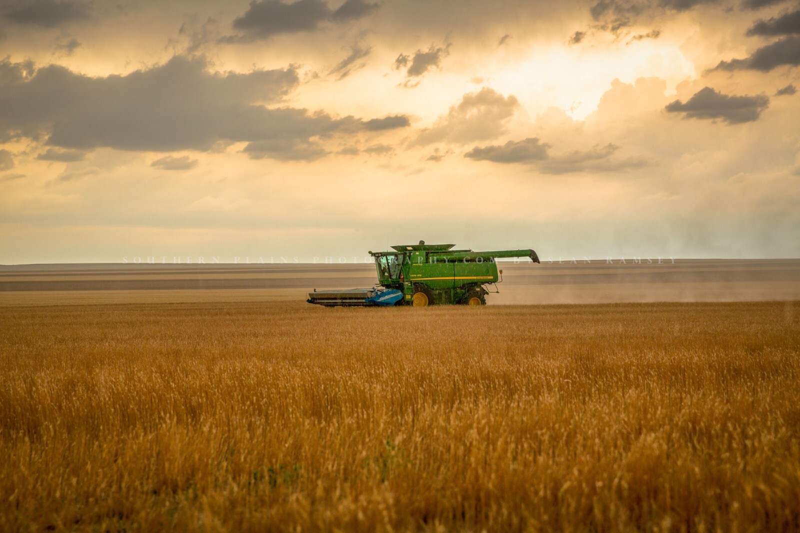 Combine Photography Print: Colorado Farm Equipment Wheat Harvest Country Photo