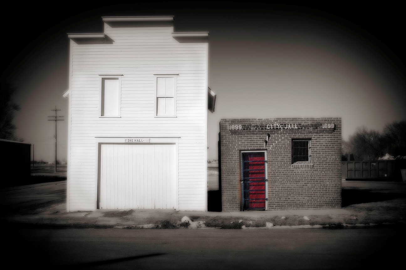 Fine Art Photography, 8×12, Selective Color print, Fire Hall and Jail, Nebraska