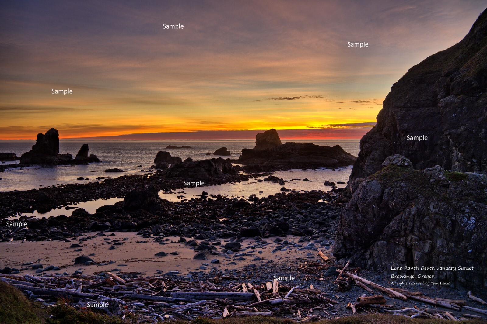 Oregon Coast Sunset Lone Ranch Beach Poster Photo Print OC34