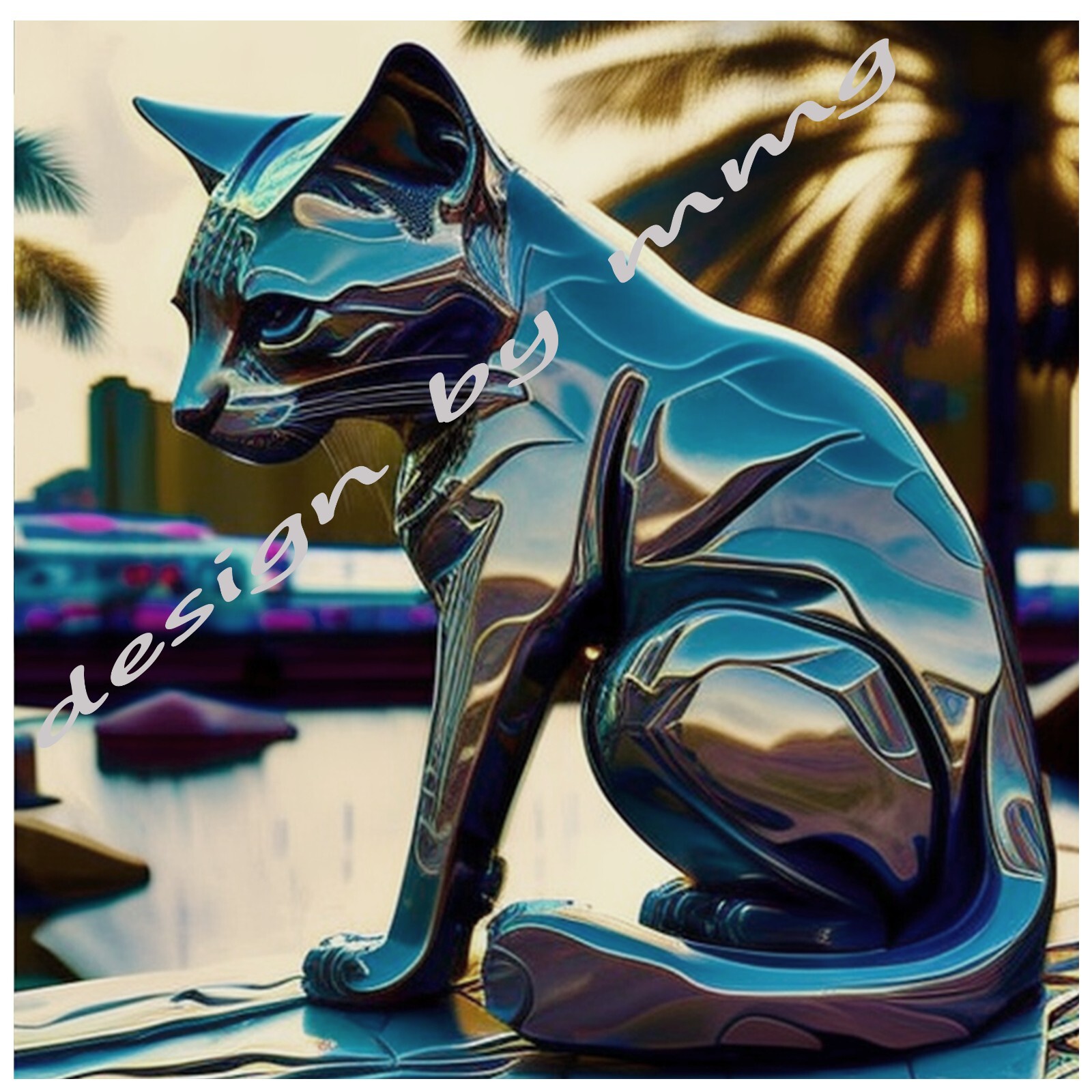 Digital Image Picture Photo Wallpaper Amazing Big 3D Silver Cat