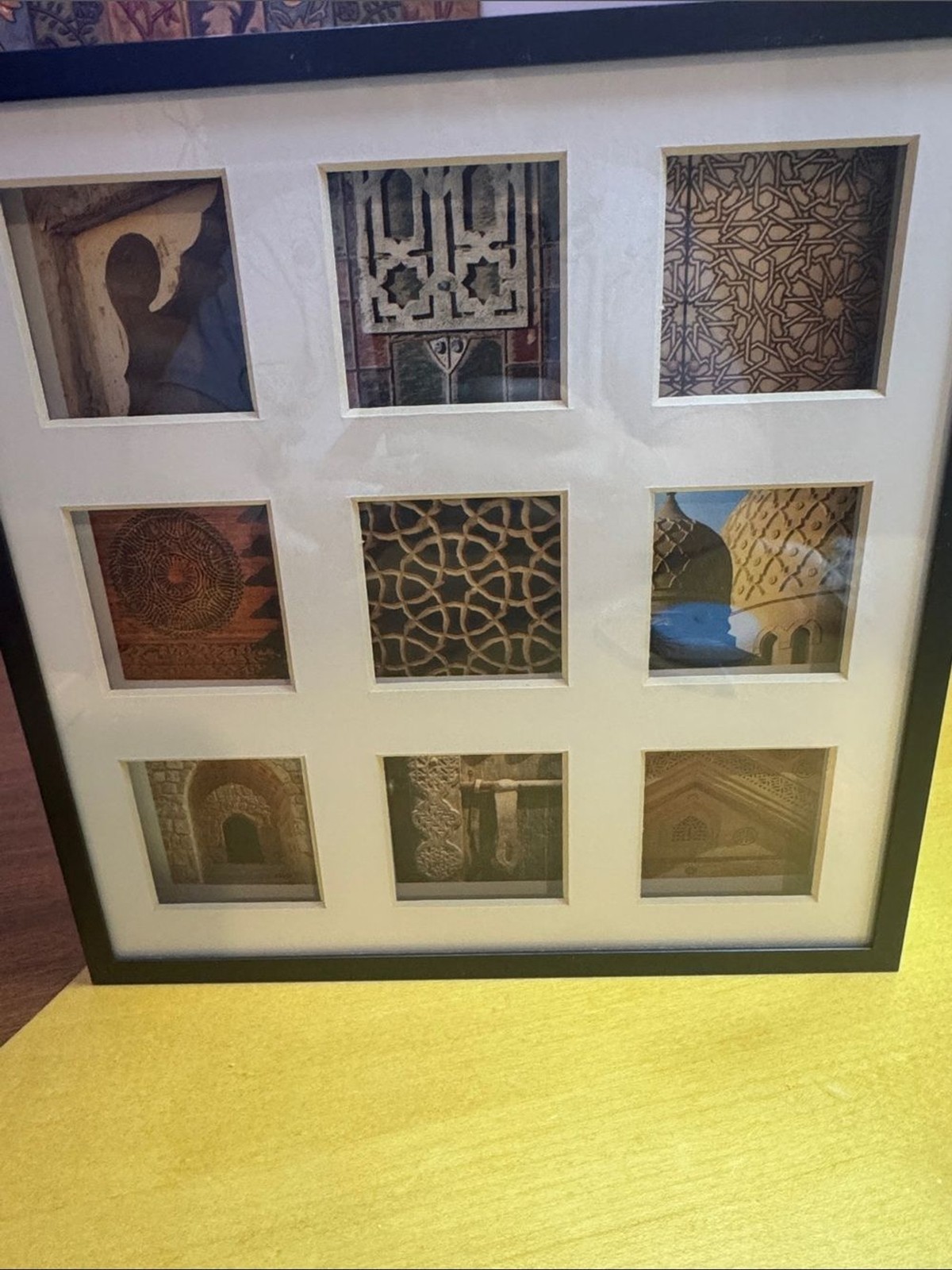 Framed 9-Window Moroccan Architectural Photo Collage – Black Frame, Cream Mat