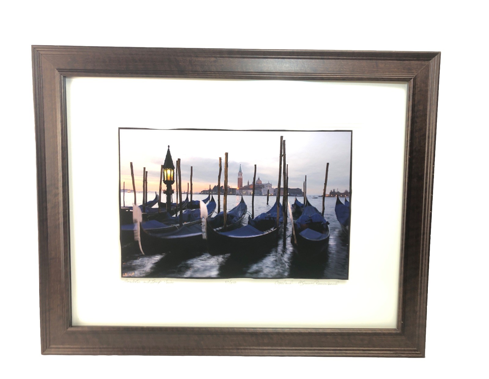 Venice Gondolas Photograph Print-Framed, Matted, Pencil Signed L.E. 27.5”x21.5”