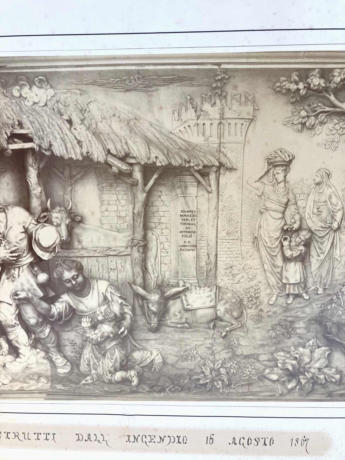 Rare 1860-70s Carlo Naya Photograph Adoration of the Shepherds Giovanni Bonazza