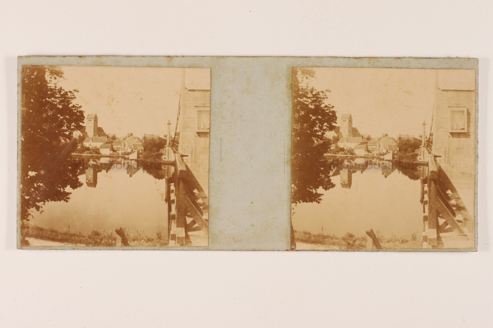 Town Hall to Identify Photo to Hobbyists c1900 Small Format Stereo Vintage
