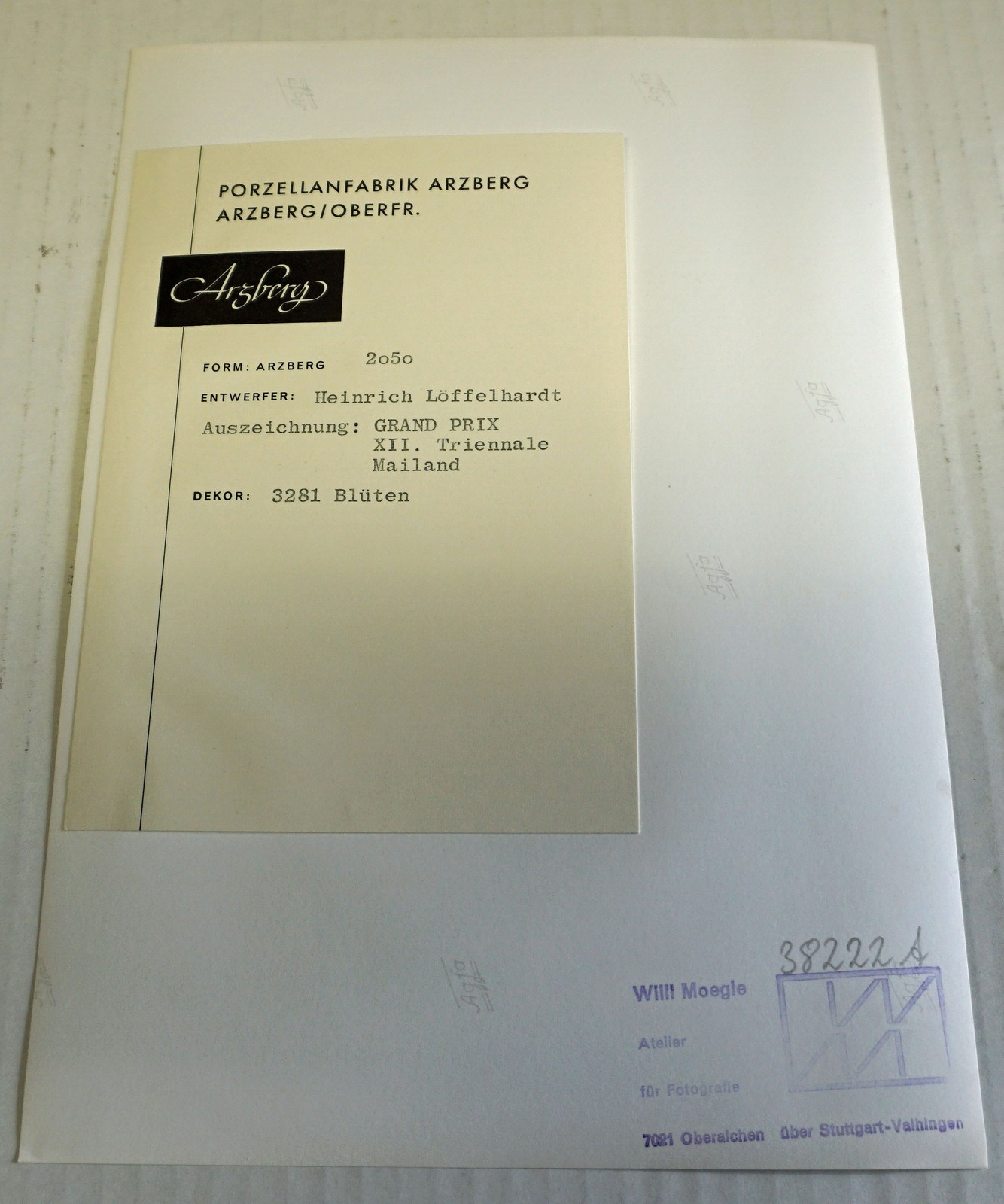 Willi Moegle Photography Silver Gelatin Print China Arzberg 2050 Dekor 32841