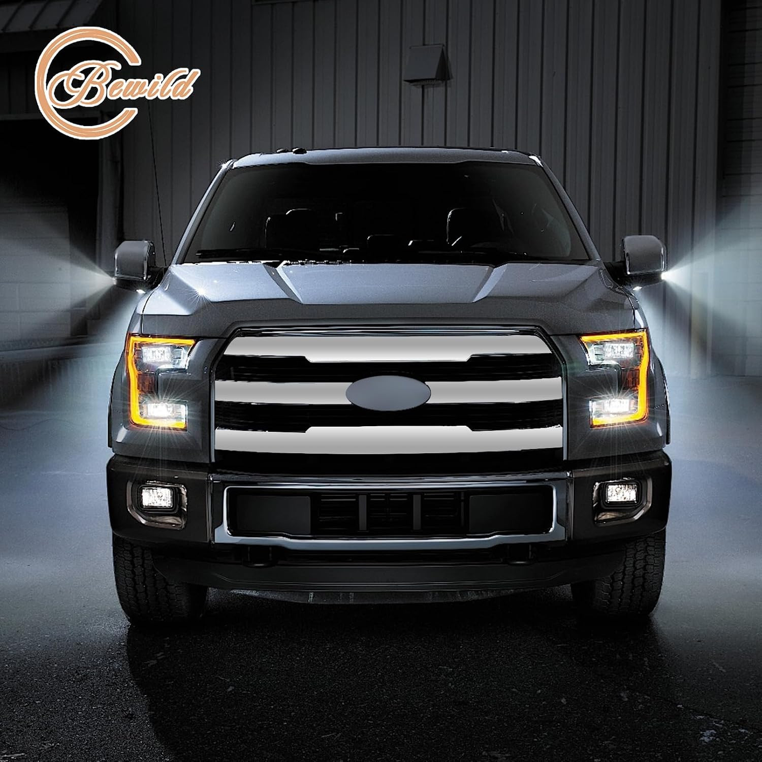 Front Bumper Upper Grille Compatible with 2015 2016 2017 Ford F150 F-150 Front M