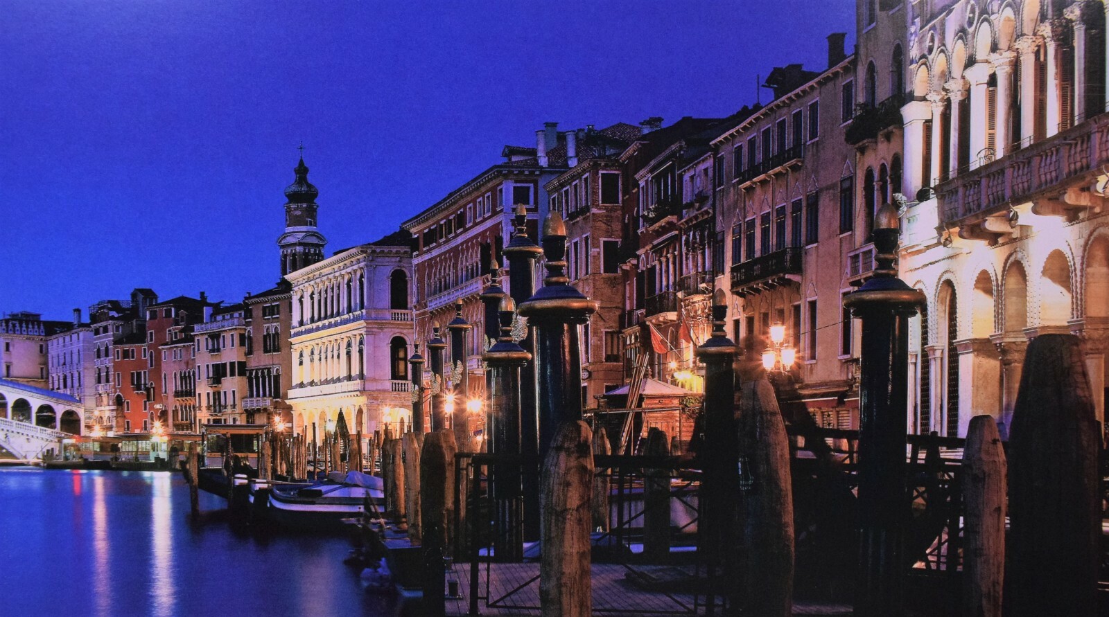 Venice, Italy / Rialto Bridge at Night – Unframed, Blakeway Panorama Print