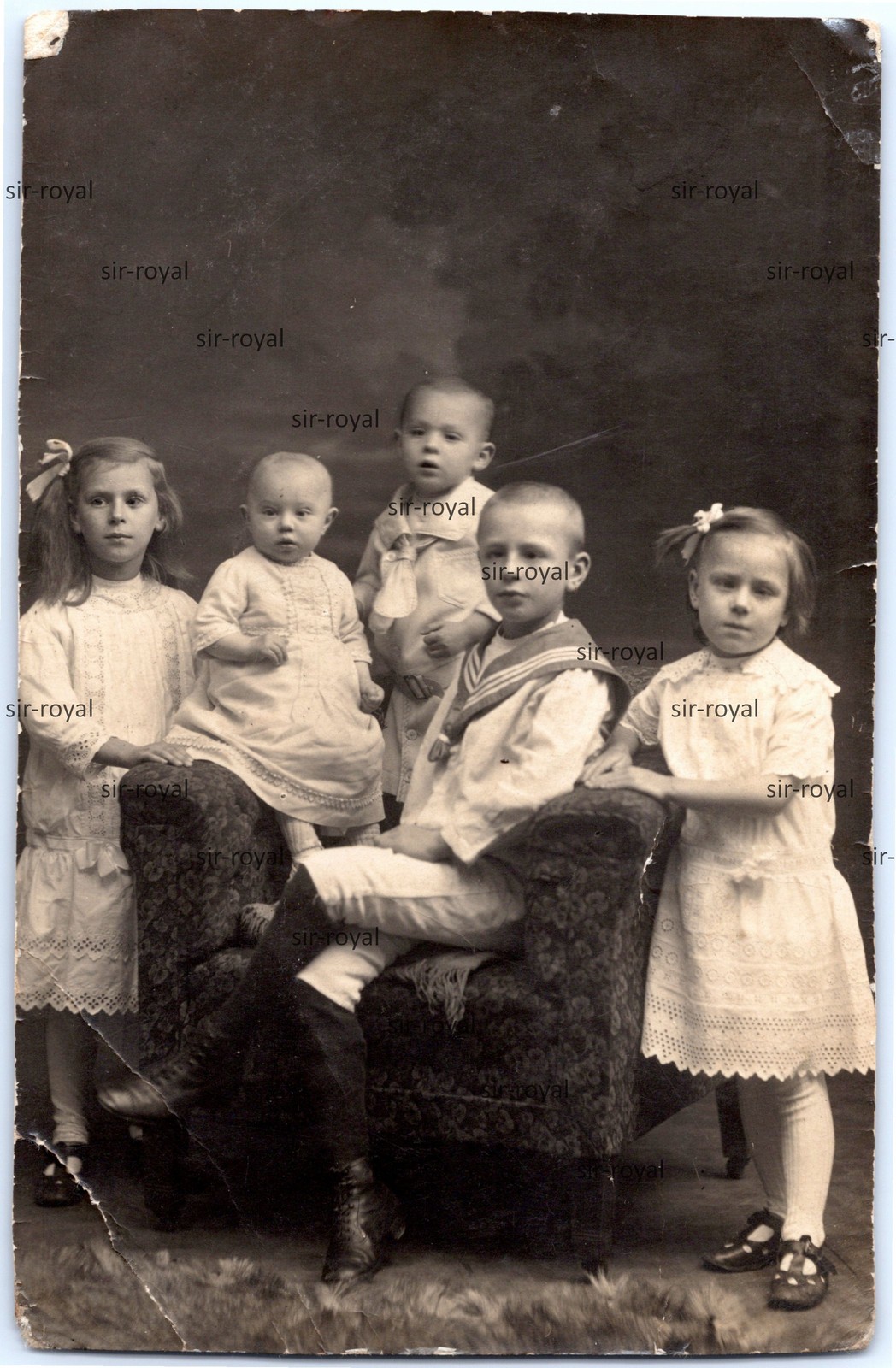 Opole 1910s-Children in Portrait-Silesia Poland Opole-RPPC Photo Postcard 9x14cm