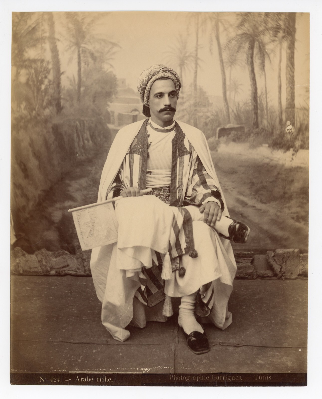 Rich Arab Man Sitting Photograph Tunisia – Albumen Garrigues