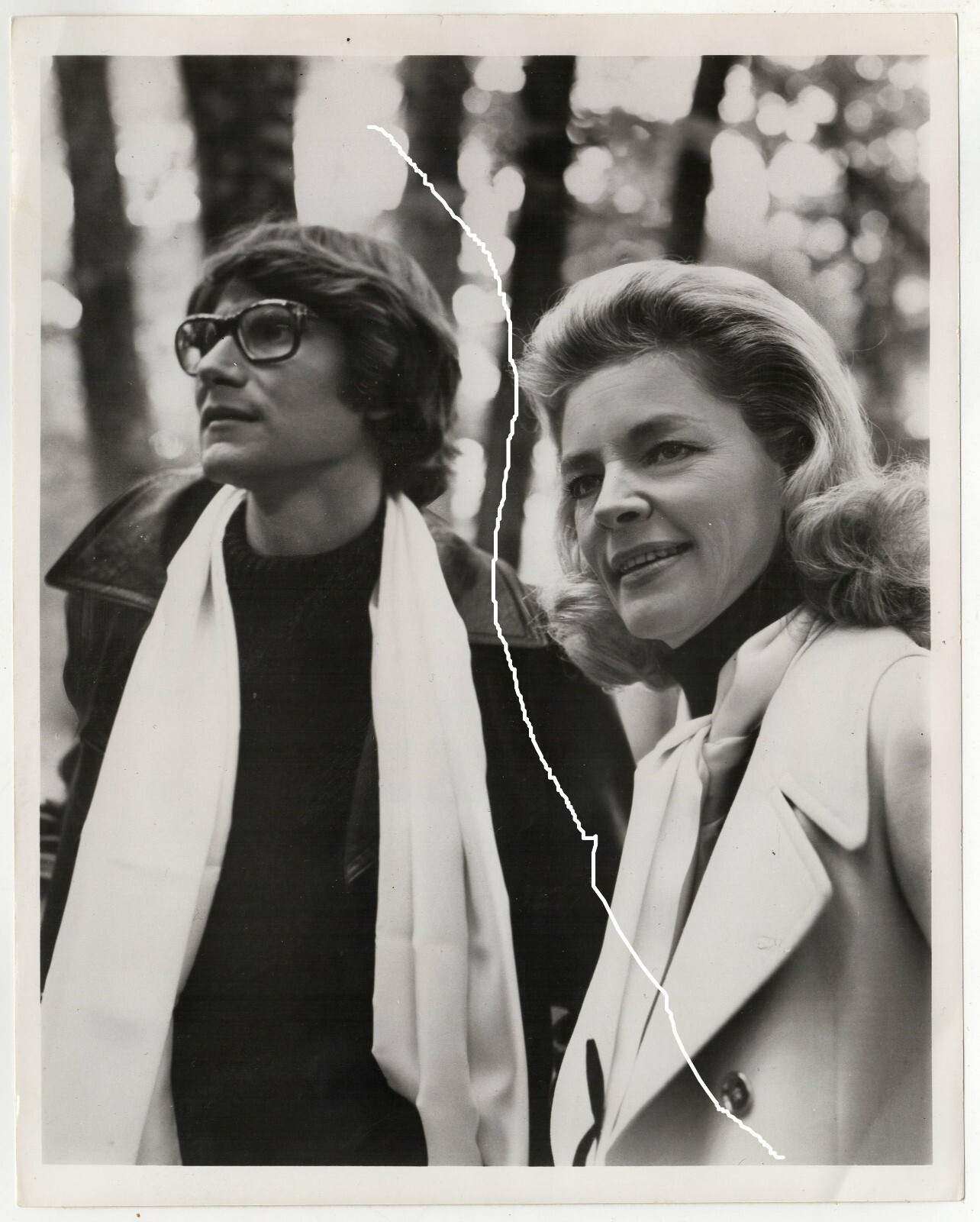 Vintage Barite Photo Contact 1968 Milton Greene Yves Saint Laurent + Lauren Bacall