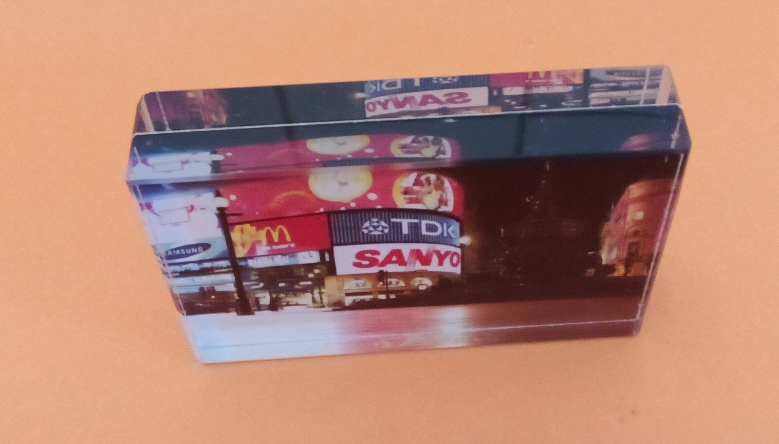 Glass Block with Photo Piccadilly Circus London, Glass L9 x W6 cm, 1980-1990