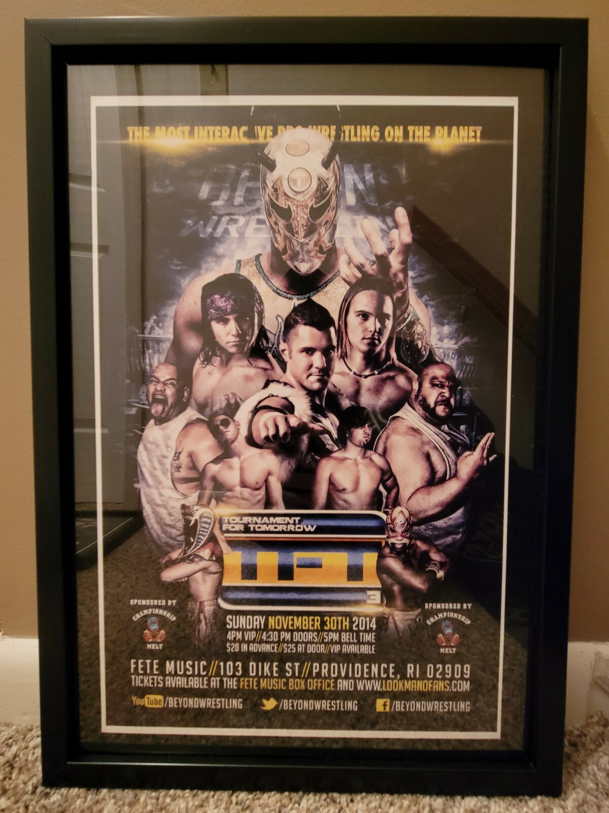 Beyond Wrestling 13×19 framed – Young Bucks, Orange Cassidy, IWTV (AEW/WWE/NXT)