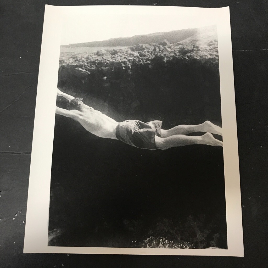 Art Photograph Silver Gelatin Print Janine Gordon Signed B/W Jump Stunt Hawaii