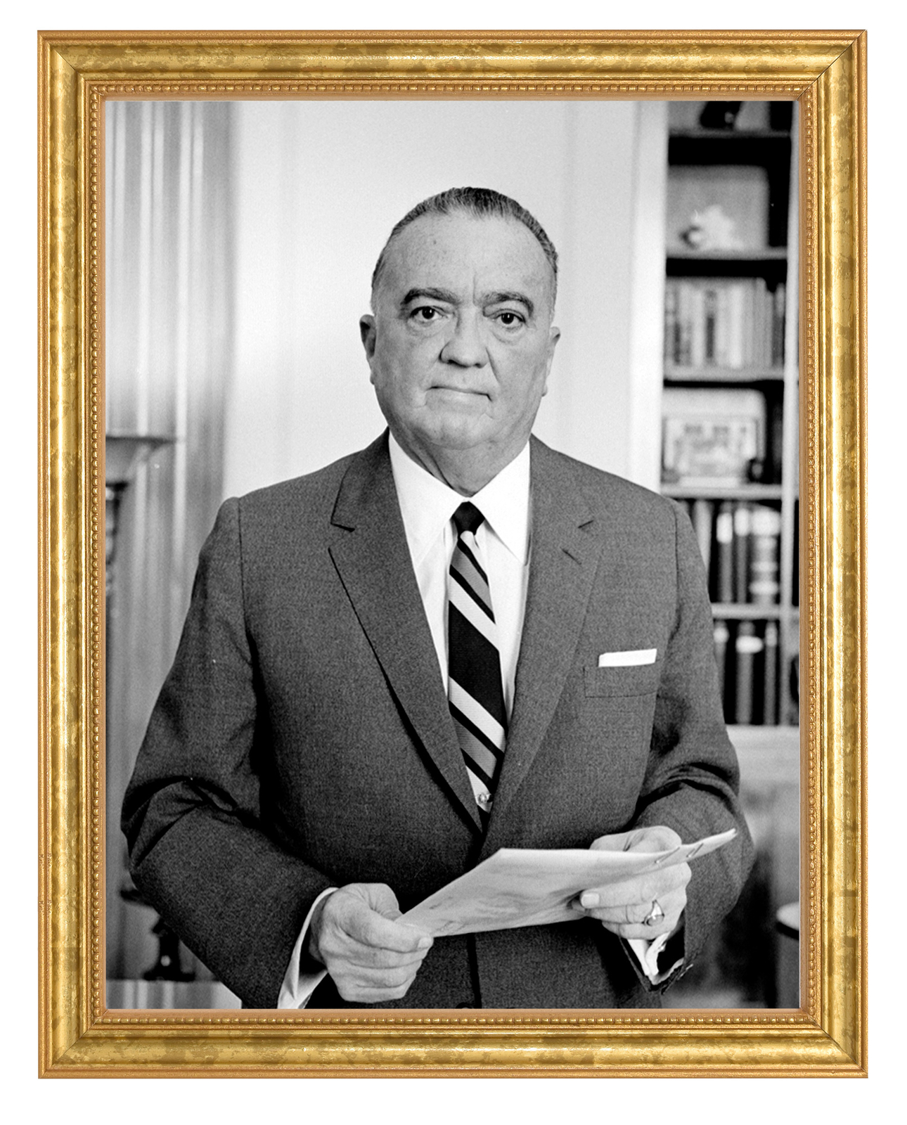 John Edgar Hoover Photograph in a Aged Gold Frame
