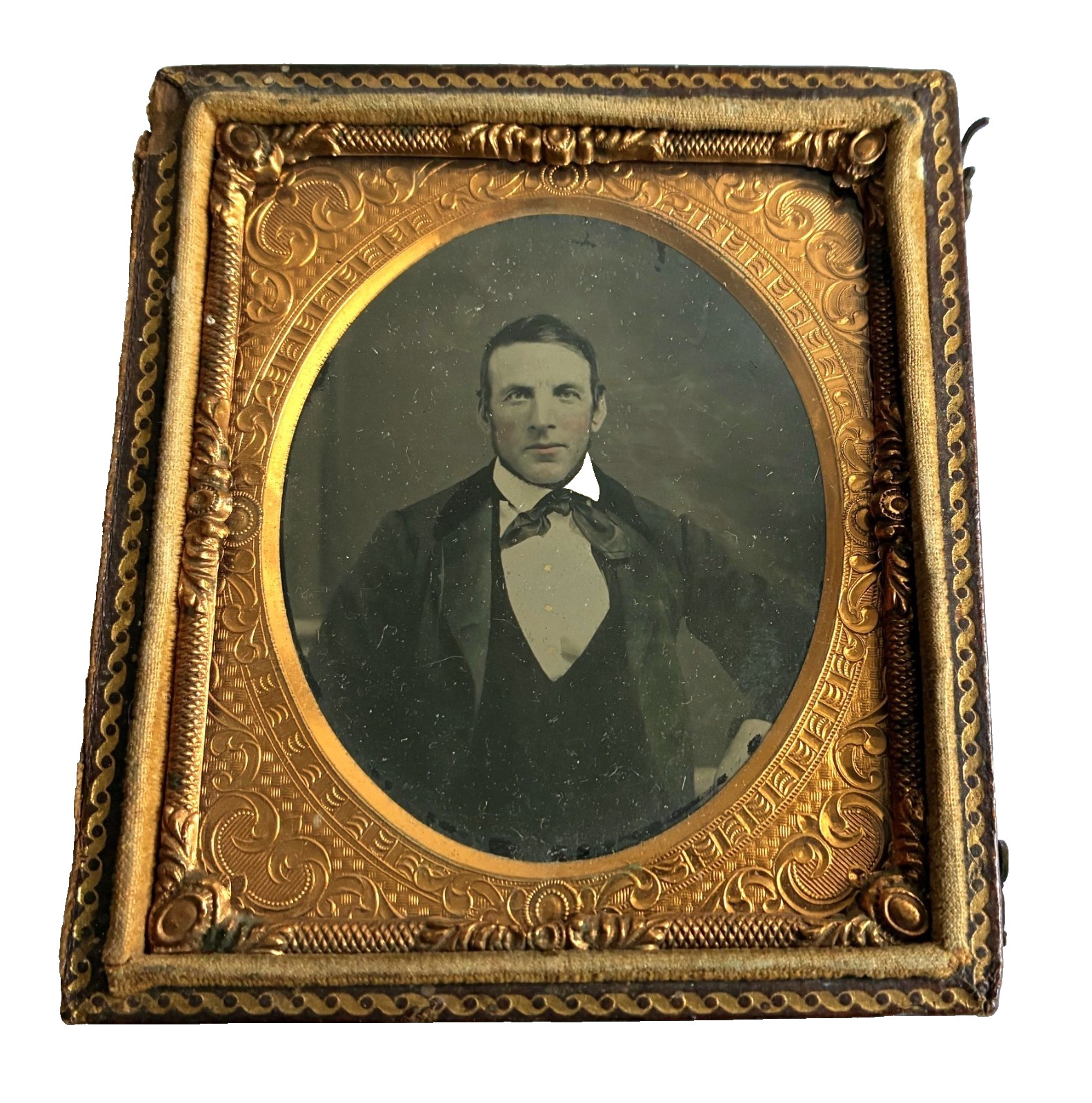 Ambrotype 1/6 plate Um 1860, portrait of a boy of man, photo