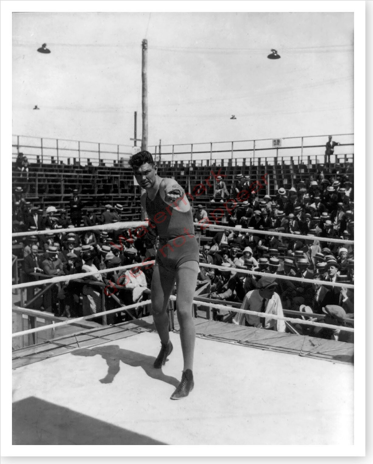 Boxing Heavyweight Champion Jack Dempsey Posing In Ring 1921 Silver Halide Photo