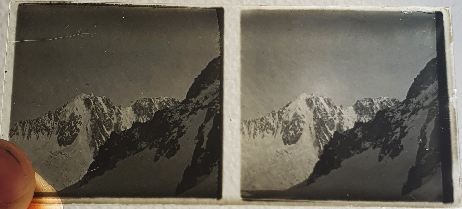 Photo Glass Plaque Early 1900s Mountaineering – 12.5 X 6Cm