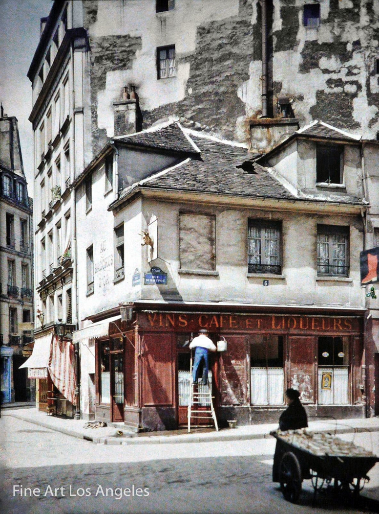 Autochrome Photo, Paris Streetcorner, 1914