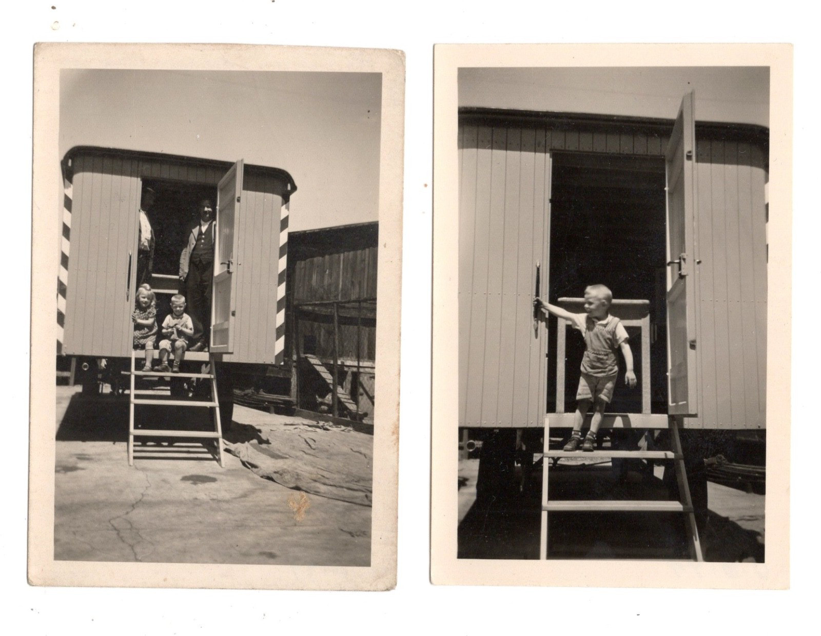 Photographs 2 x Children Before Construction Truck 1940s WW2