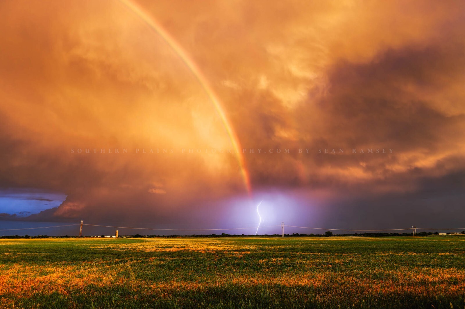 Rainbow and Lightning Photography Print Stormy Sky Picture Oklahoma Wall Art