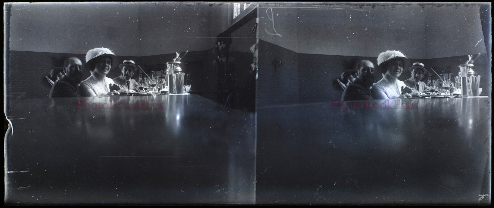 France Famille Life Social c1920 Photo Self Portrait Negative Stereo Plate