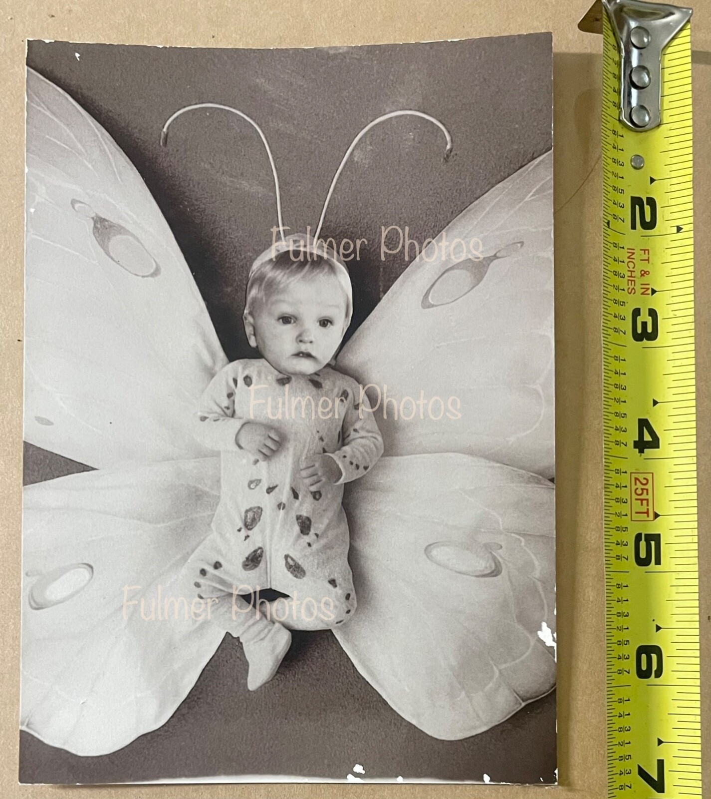 Vintage B&W Anne Geddes BUTTERFLY BABY Possible EARLY PHOTOSHOP Type Photo OOAK