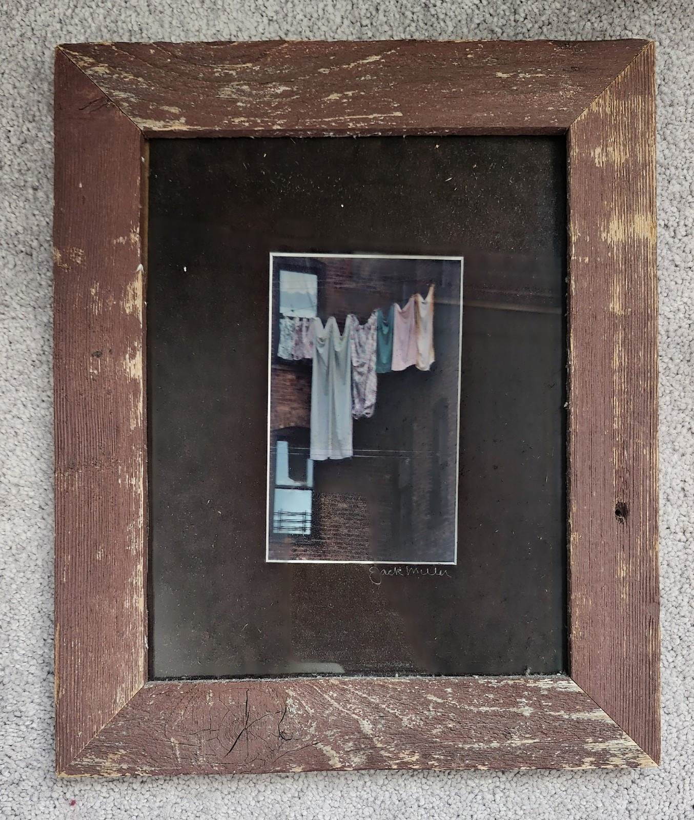 Laundry on the Line Reclaimed Wood Frame Jack Miller Original Photograph 11×12.5