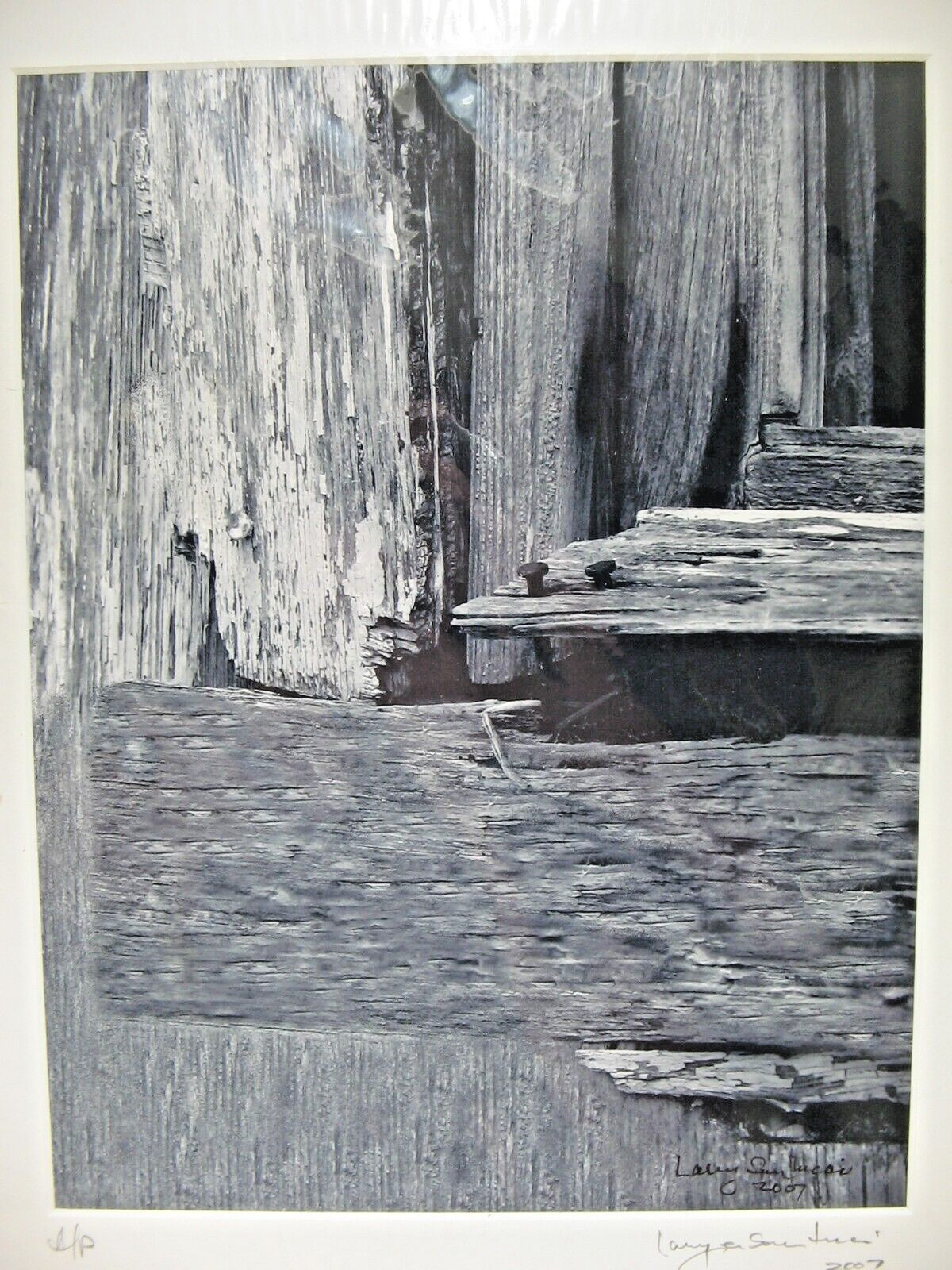MATTED PHOTOGRAPHY Splintered Wood Board A/P 14×17 by Larry Santucci