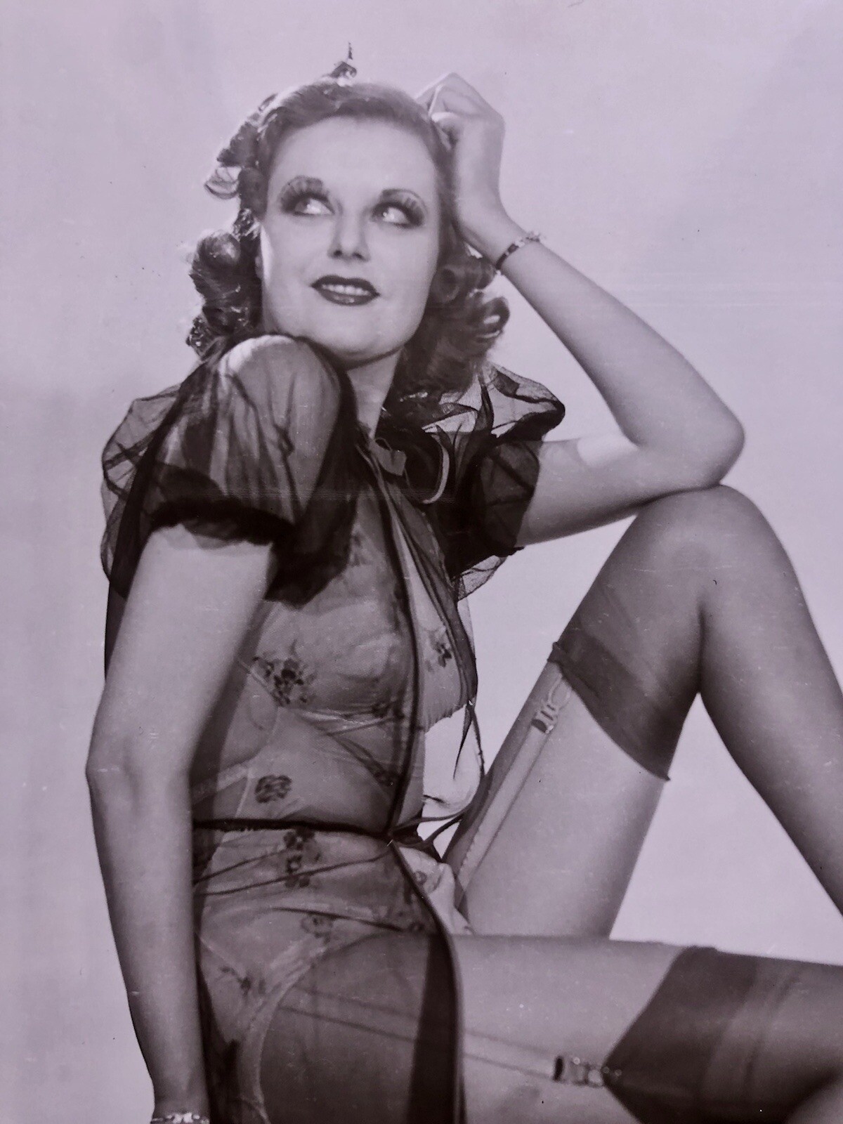 1930s Original Female Erotic Lingerie Garters Silver Gelatin Photo 8×10” VG